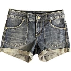 Women's Vintage Y2K - X2 Denim Shorts Size 0 High Waist Front Patch Pockets
